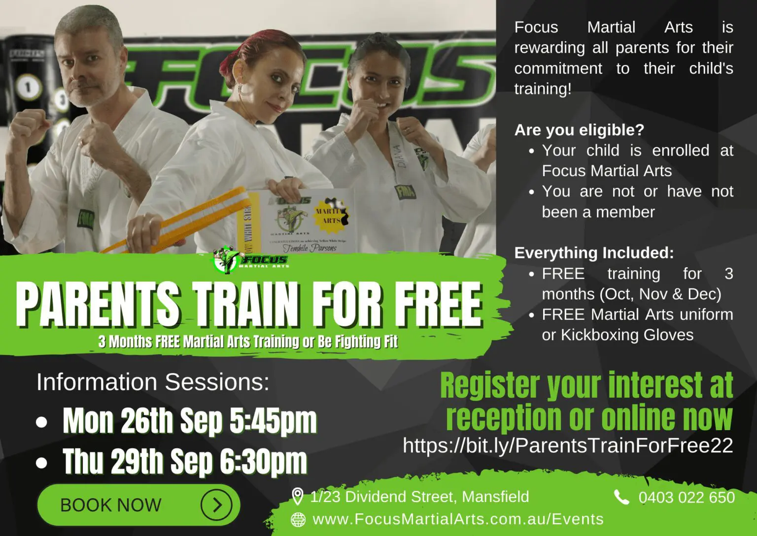 Parents Train For Free Martial Arts in Brisbane