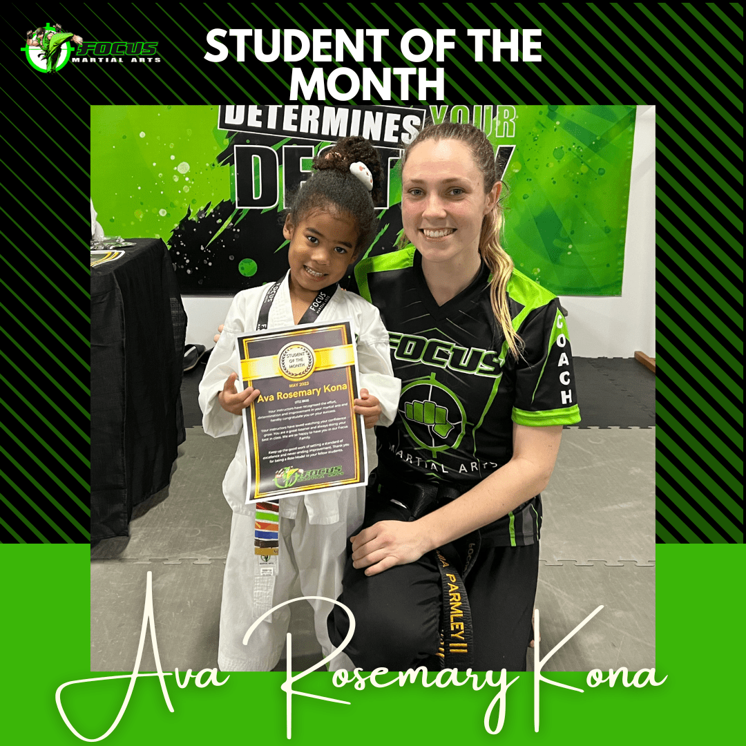 Student of the month focus martial arts grading June 2023
