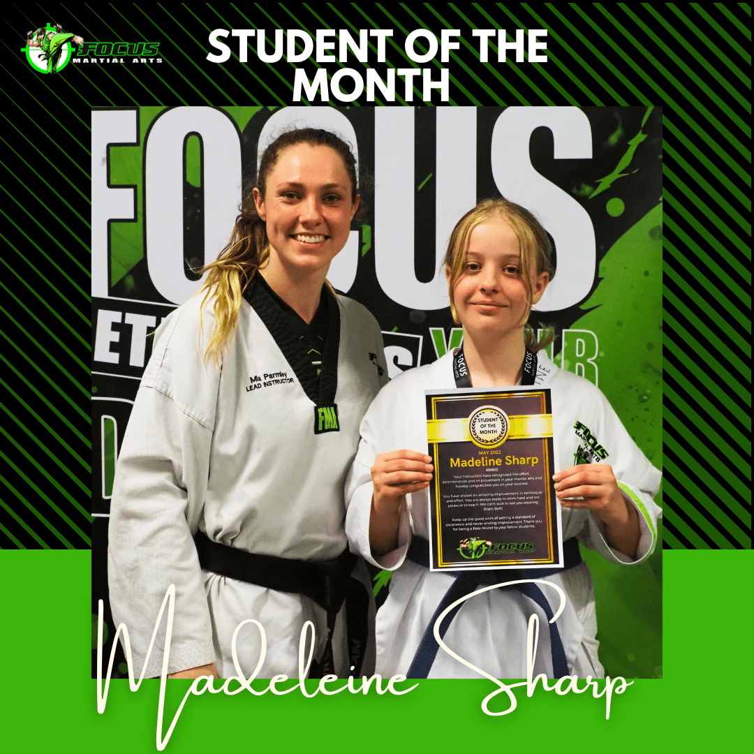 Student of the month focus martial arts grading June 2023