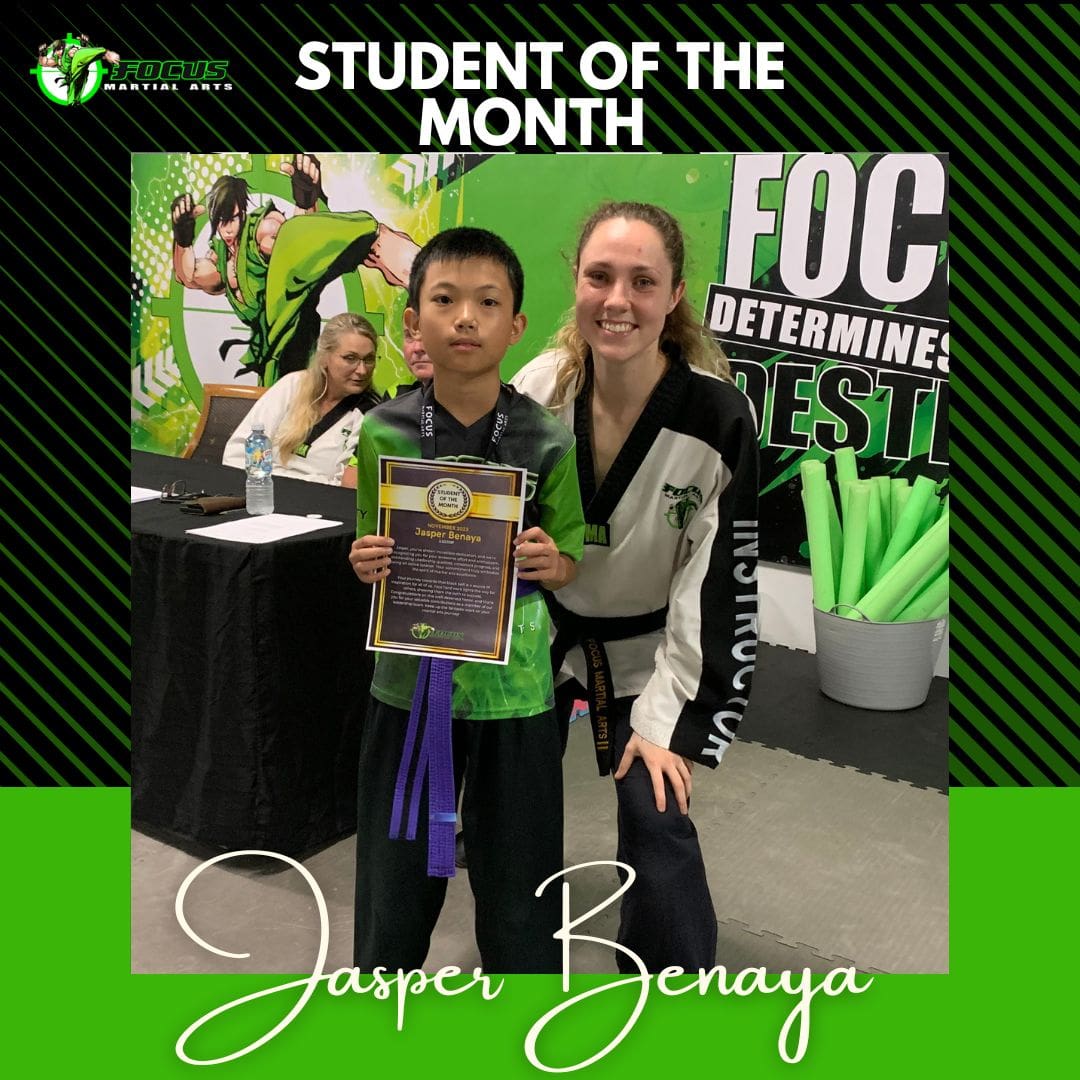 student of the month december focus martial arts