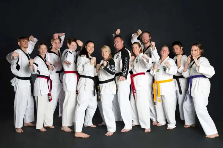 students and instructors showing confidence through martial arts classes
